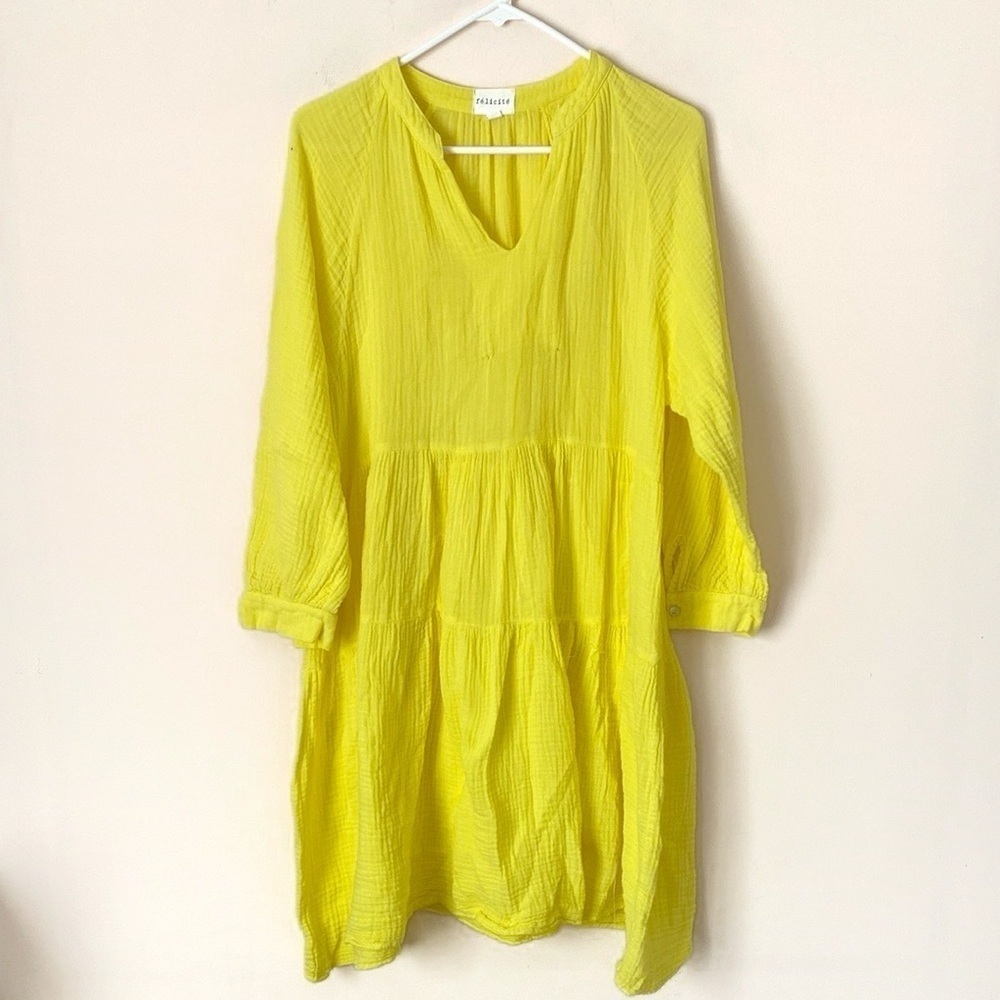 Felicite Yellow Cotton Gauze Dress Small